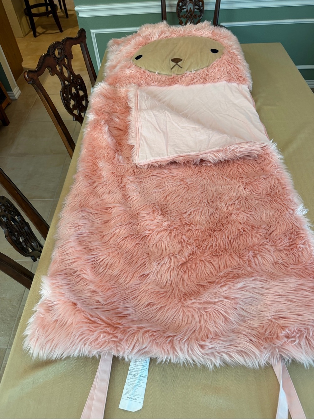 TWO Land of Nod/Crate & Kids Plush Pink Faux-Fur Sleeping Bag EUC